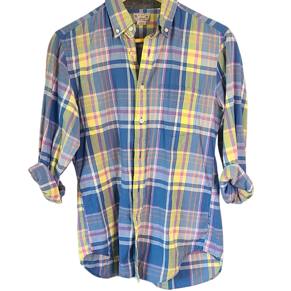 J. Crew Blue and Yellow Casual Button Down Shirt